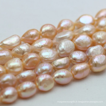 10-11mm Pink Baroque Natural Fresh Nugget Pearl Strands, E190013